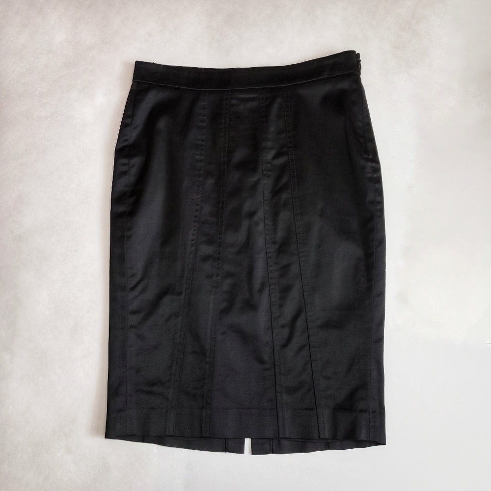 Bebe High Waisted Black Midi Pencil Skirt